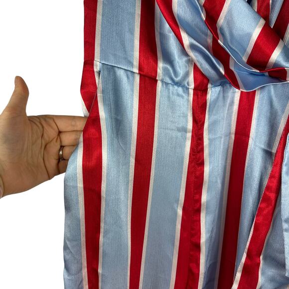 FINDERS KEEPERS Retrograde Red Blue Sky Stripe Sleeveless Satin Jumpsuit XS - Picture 5 of 6